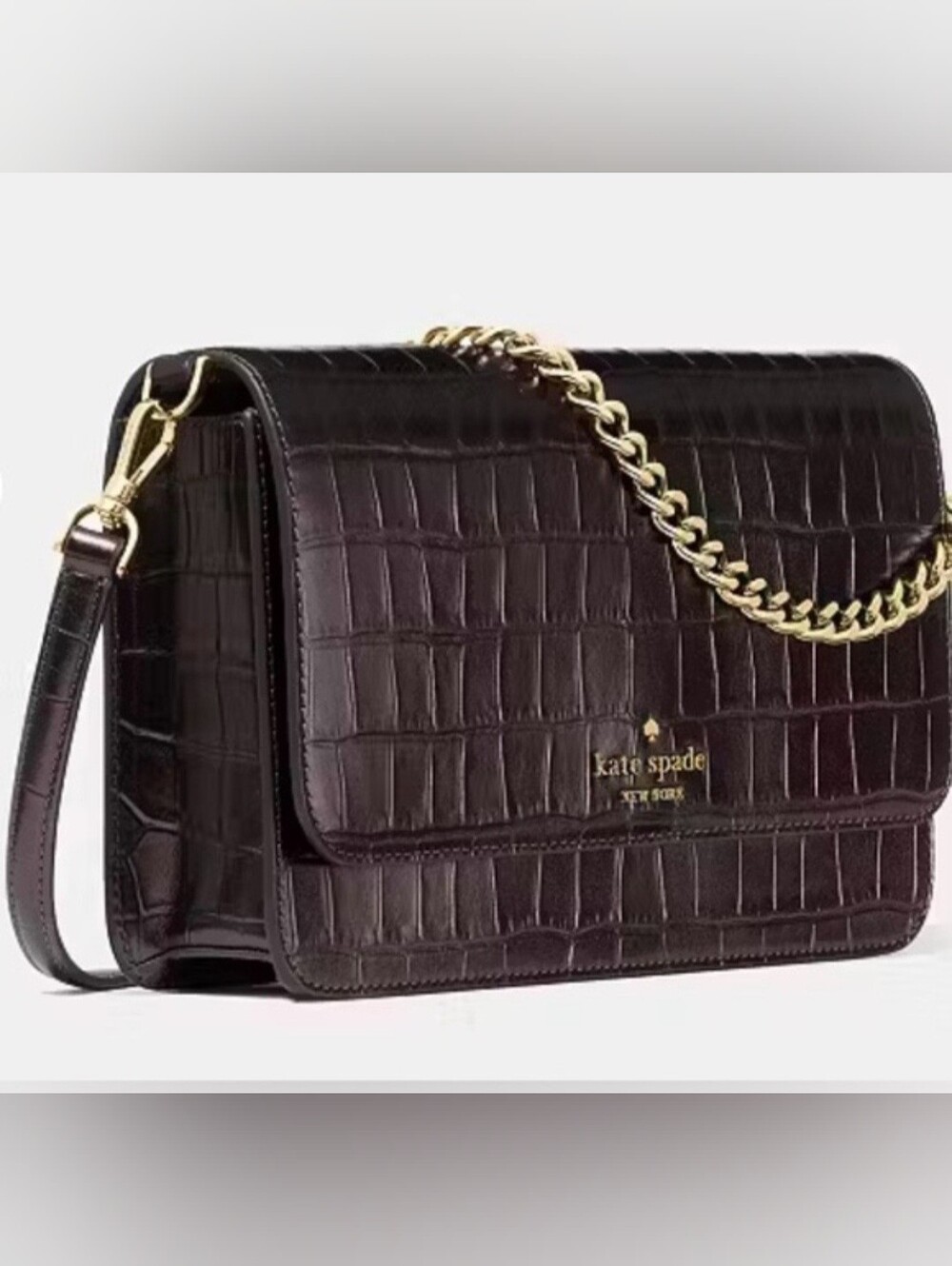 kate spade "hot fudge" madison Croc-Embossed Chain/ Crossbody Bag